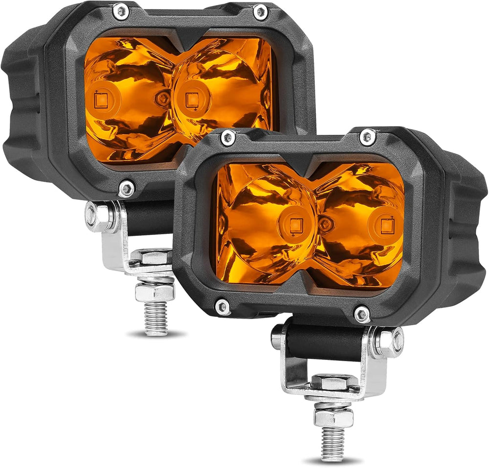 Amber LED Fog Lights, 2Pcs 4 Inch LED Pods Yellow Spot Driving Light 80W Ditc...