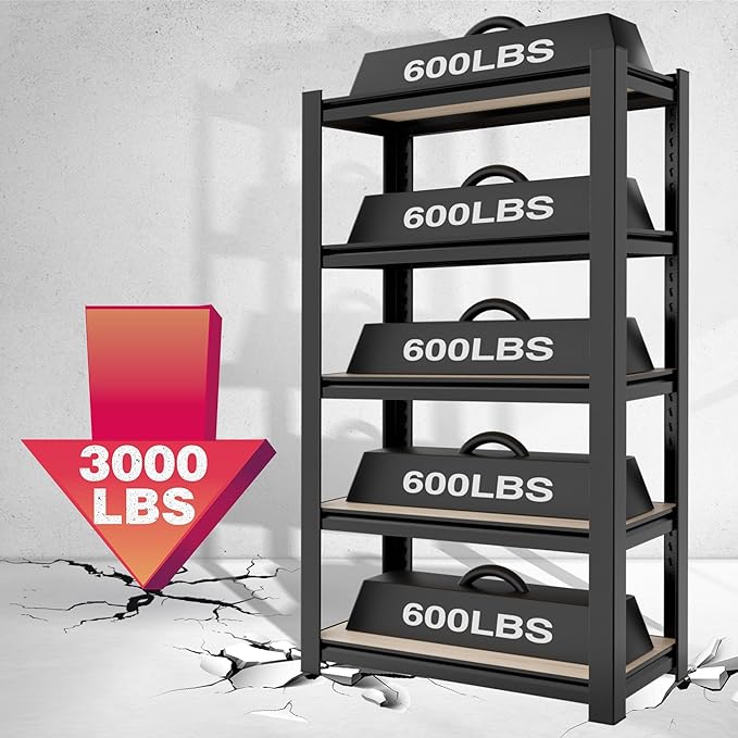 WORKPRO House 5-Tier Shelving Unit, 3000lbs Adjustable Storage Shelves