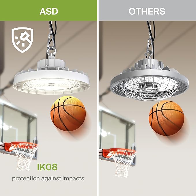 ASD LED High Bay UFO Light Fixture, Commercial Shop Lighting | 3CCT, IP69K