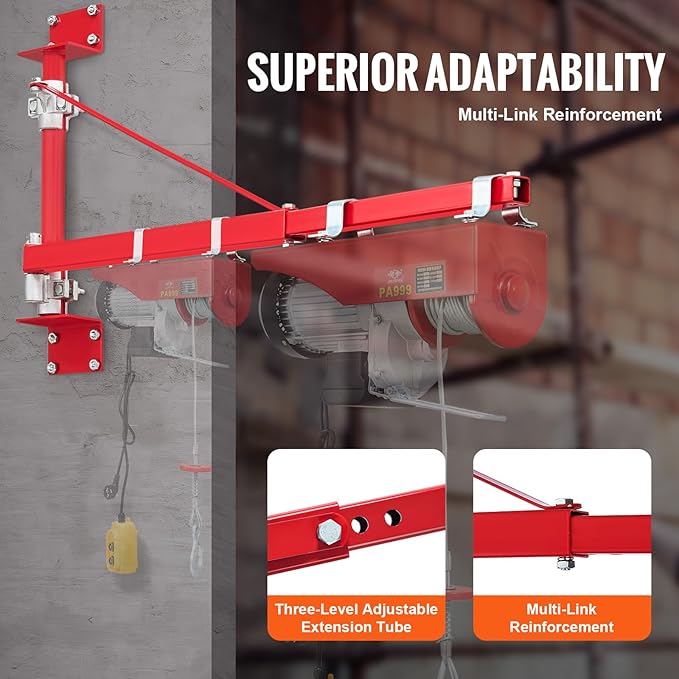 VEVOR Wall Mount Jib Crane, 660 lbs Max Load Capacity Electric Scaffolding Lift