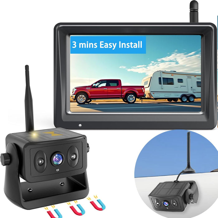 Wireless Backup Camera for Trucks & RVs, Solar