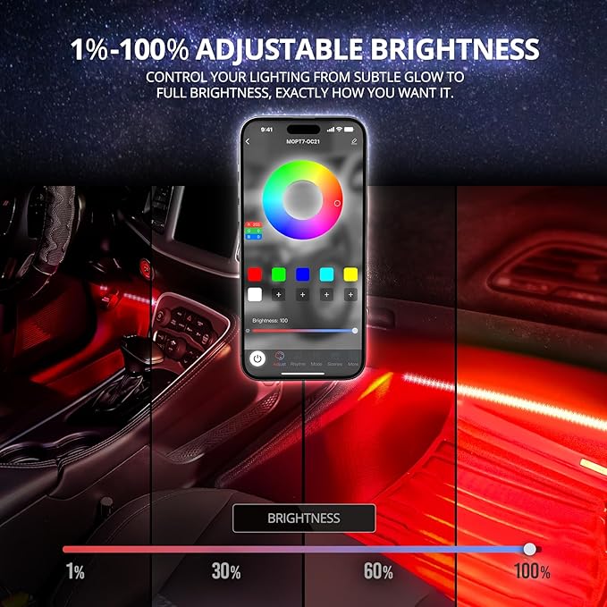 OPT7 Aura DreamColor RGB-IC Car Interior Ambient Light, Color Chasing Light Kit