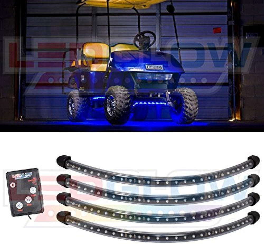 LEDGlow 4pc Blue LED Golf Cart Underbody Underglow Accent Neon Light Kit for ...