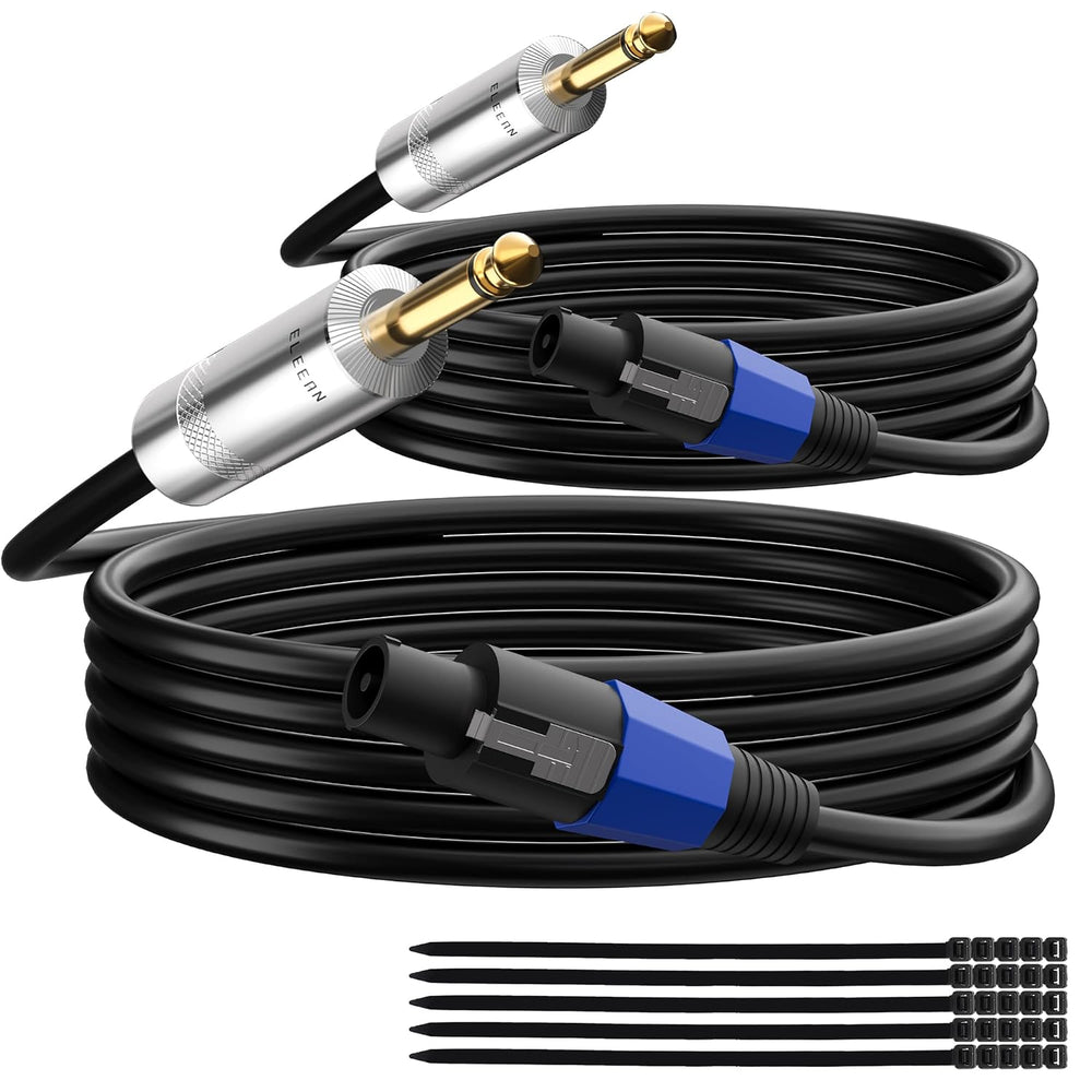 Elecan Premium Speakon to 6.35MM 1/4 Inch TS Male Speaker Cable 25 Ft/2 Pack,...