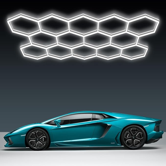 BRILLIHOOD Hexagon Garage Lights, LED Honeycomb Garage Lights, 6500K Super