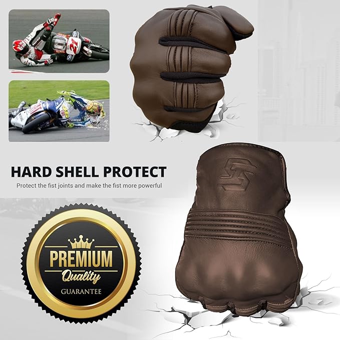 Leather Motorcycle Gloves for Men and Women | Touchscreen | Full Finger |