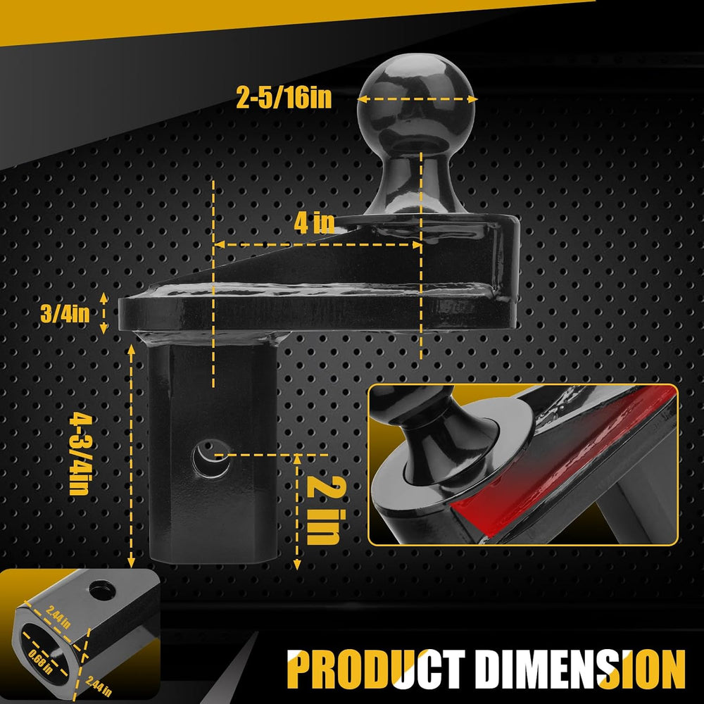4" Offset Gooseneck Ball Extender for Short Bed Trucks, Square Base 2-5/...