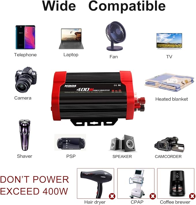 400W Car Power Inverter, DC 12V to 110V AC Converter