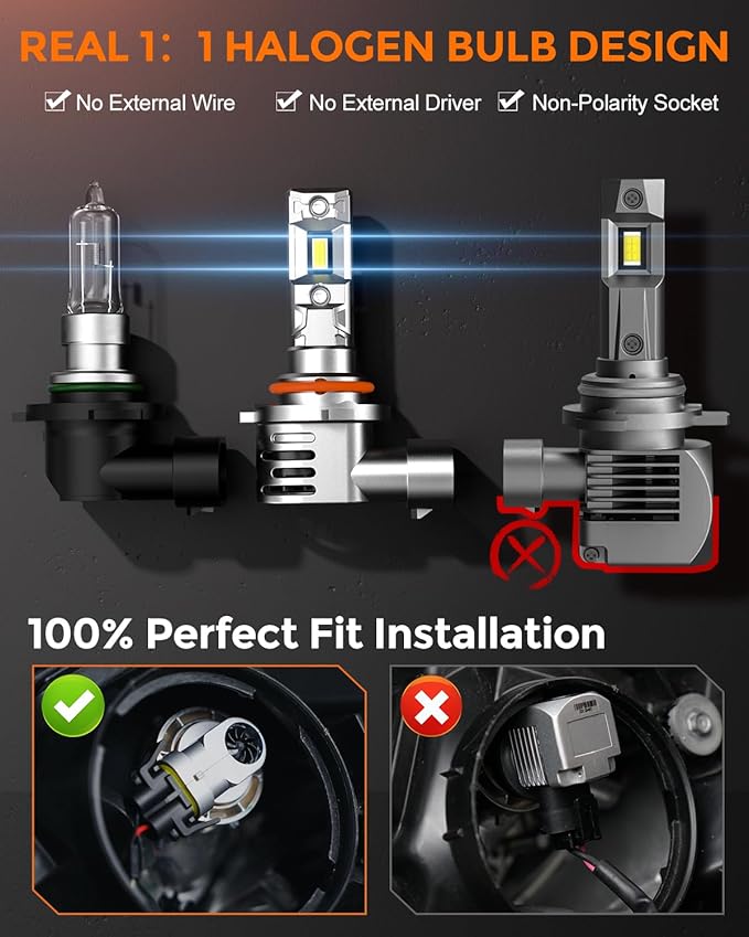 9005 9006 Fog Light Bulb Combo 80000lm 800% Brightness Real 1:1 Mini Size Des...