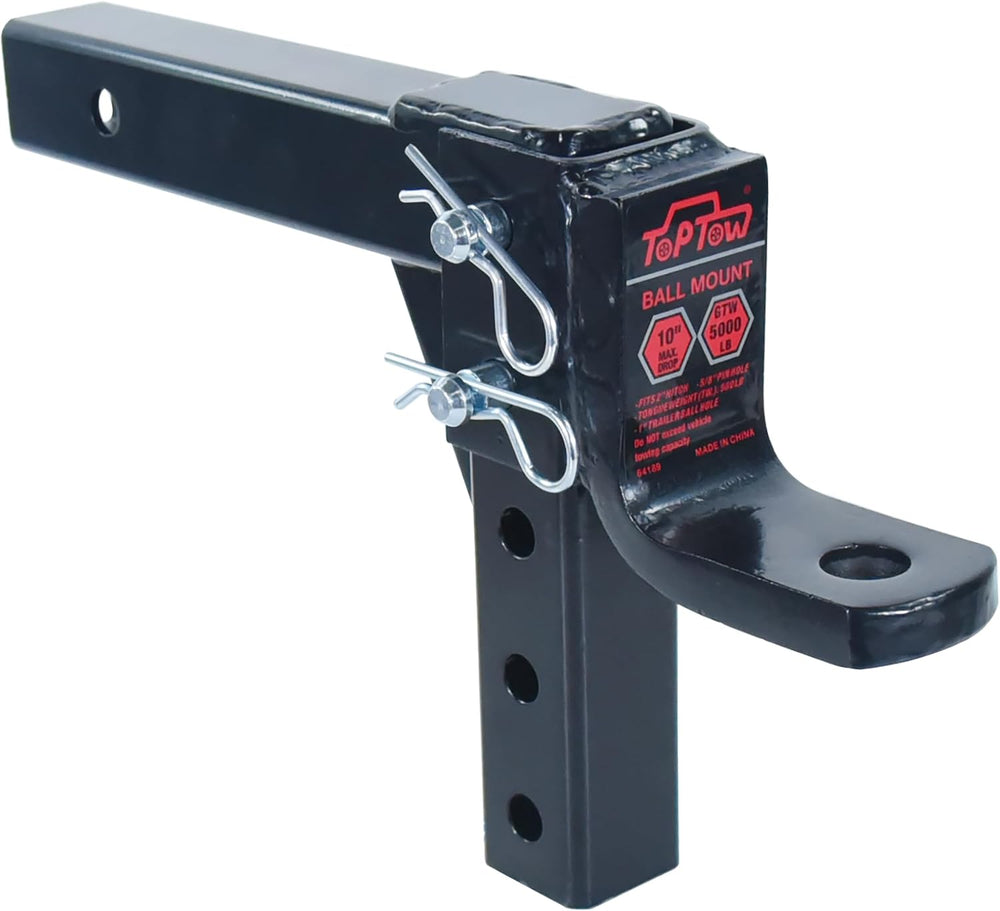 TOPTOW 64189 AdjustableTrailer Hitch Ball Mount with 5/8 inch Hitch Pin, 10 i...