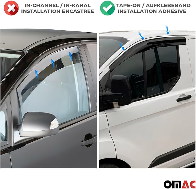 OMAC Window Visor Vent Rain Guard Deflector (4 Pcs)
