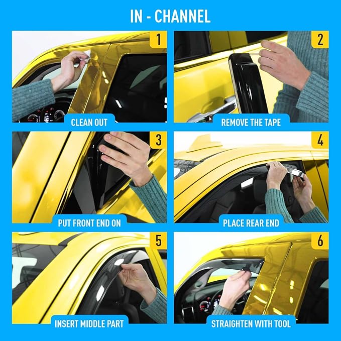 Extra Durable Window Deflectors in-Channel Window Visors Rain Guards Fit (4 pcs)