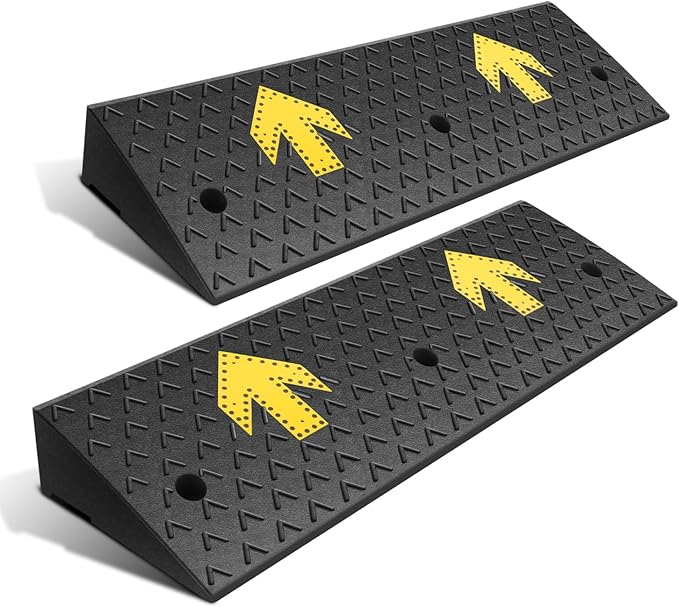 DNA MOTORING 2pcs 4.5" Rise Rubber Arrow Curb Ramp Heavy Duty Loading Th...