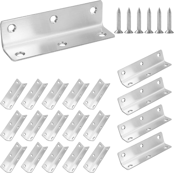 20 Pack 4" Silver Heavy Duty Shelf Brackets, 100mm Length Braces