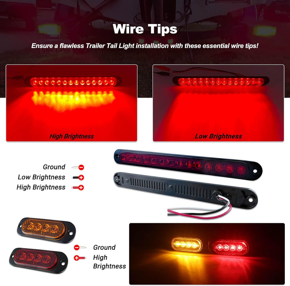 Submersible Square LED Trailer Tail Light Kit American Flag Designed 10 inch ...
