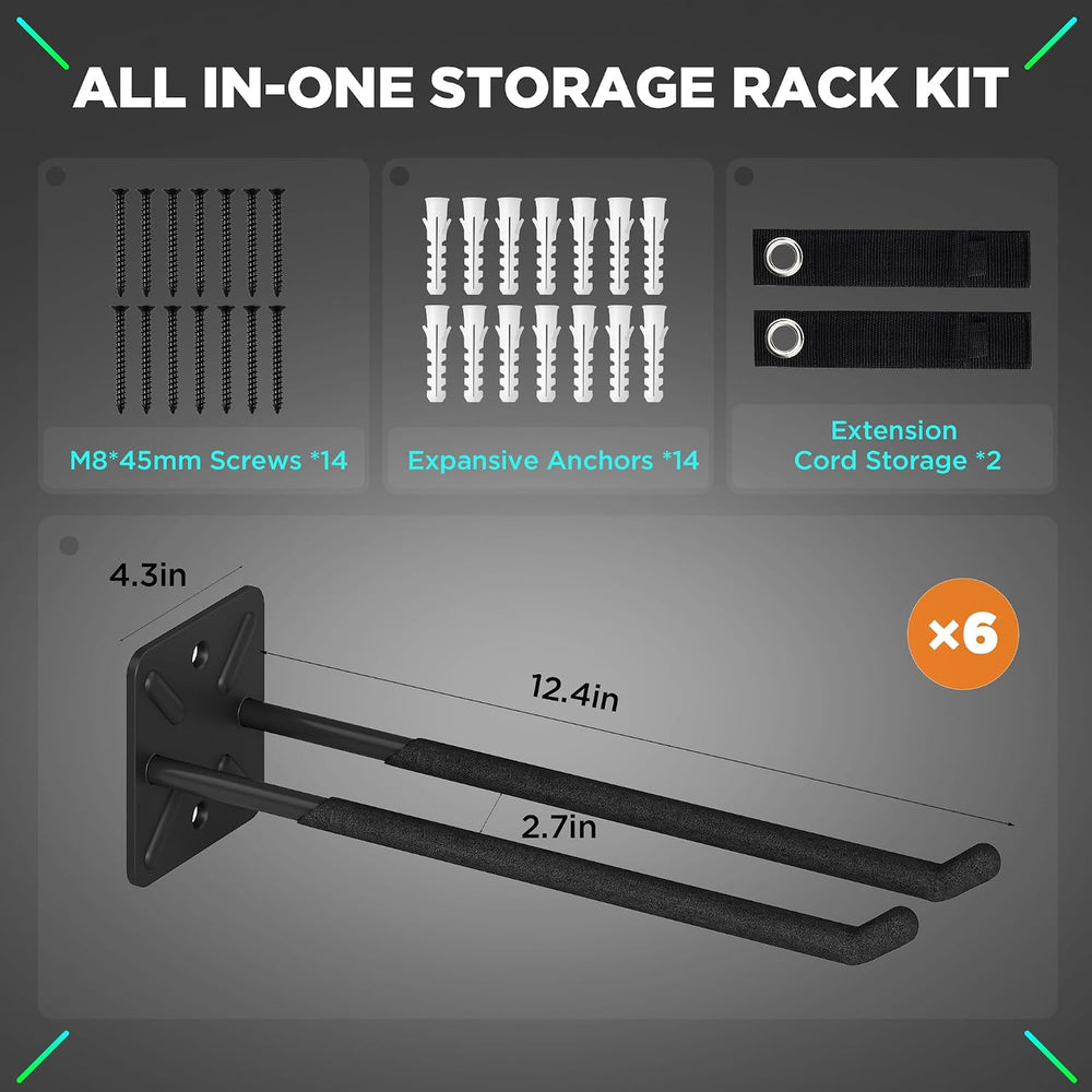 Nacial Garage Wall Hangers, Heavy Duty Ladder Hooks, 12.4 Inch 6 Pack