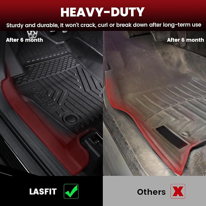LASFIT Floor Mats for Toyota Tacoma 2024 2025 Double Cab All Weather Floor