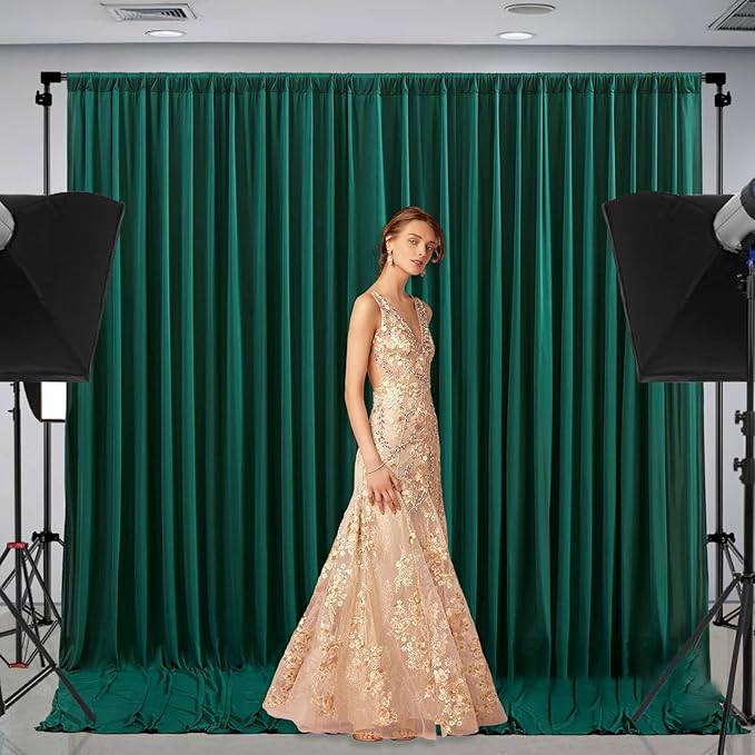 10 x 10 Feet Dark Green Backdrop Curtain for Partie, Background Curtains for ...