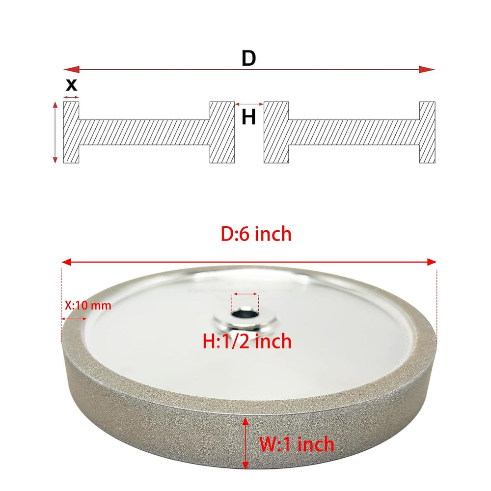 6 Inch CBN Grinding Wheel for Bench Grinder, 1/2" Arbor, 1" Wide, 1...