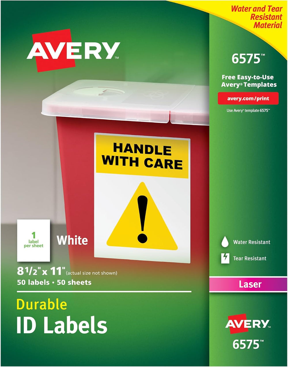 Avery Durable White Cover Up ID Labels for Laser Printers, 8.5" x 11&quo...