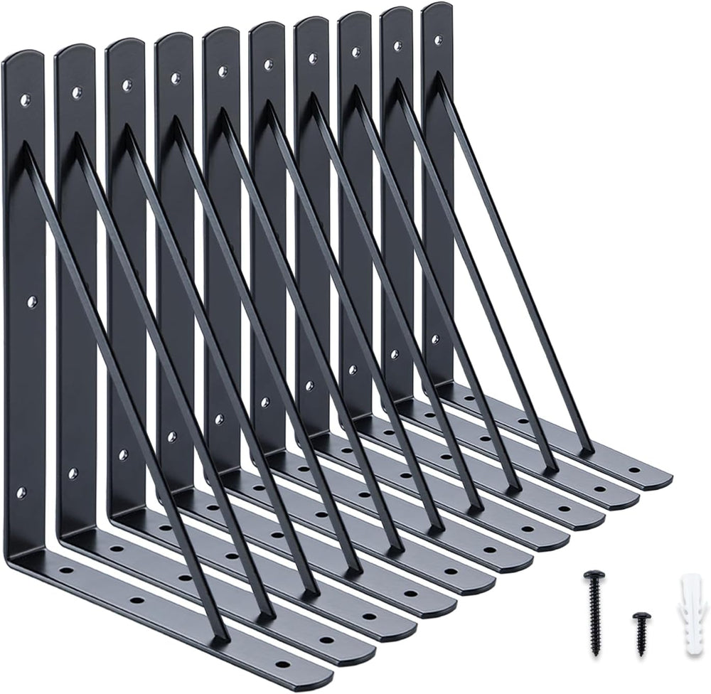 HOME MASTER HARDWARE Wall Shelf Brackets, 10x8 Inch L Brackets, 10 Pack