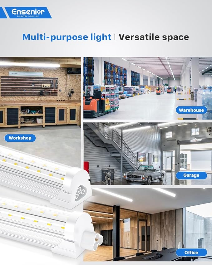 Ensenior 4 Pack 8 FT Led Shop Lights, 6000K Clear White, 10000LM Super Bright