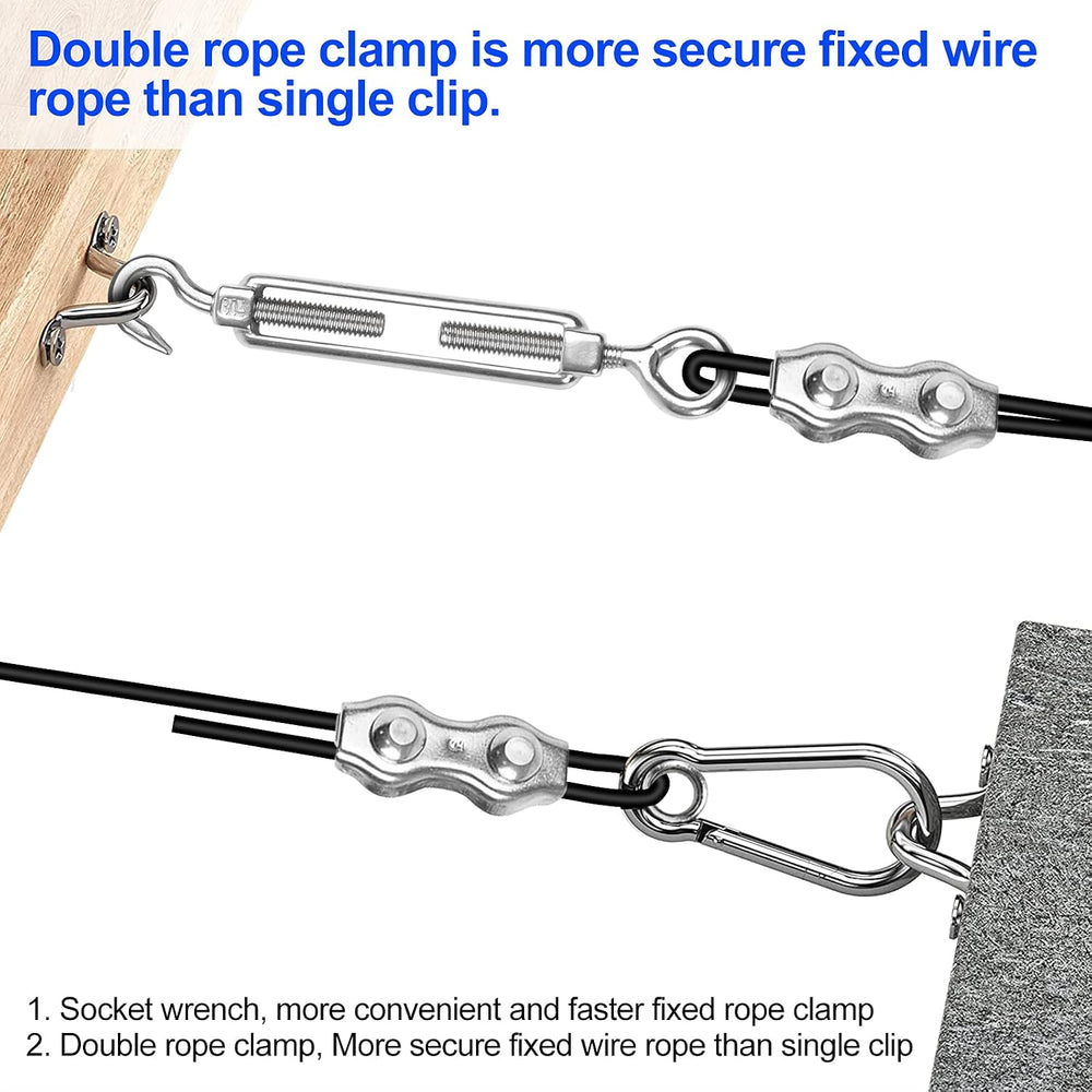 BLIKA String Light Hanging Kits, 400FT Coated Stainless Steel 304 Wire Rope, ...