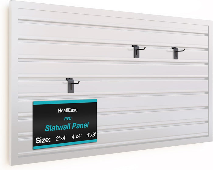 NeatiEase Slatwall Panel Wall Storage Systems, 2 x 4ft Slat Wall Paneling