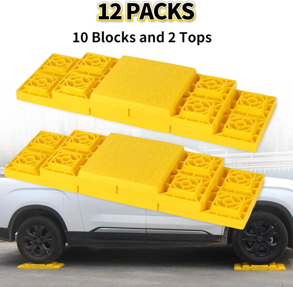 OULEME 12 Pack RV Leveling Blocks, Stackable Jack Blocks, Interlocking Leveli...
