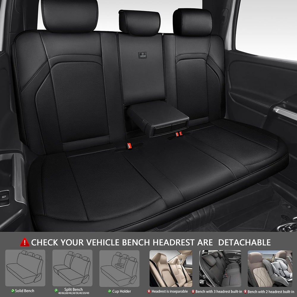 CAR PASS Luxury Nappa Leather Car Seat Covers Full Set Memory Foam, Black