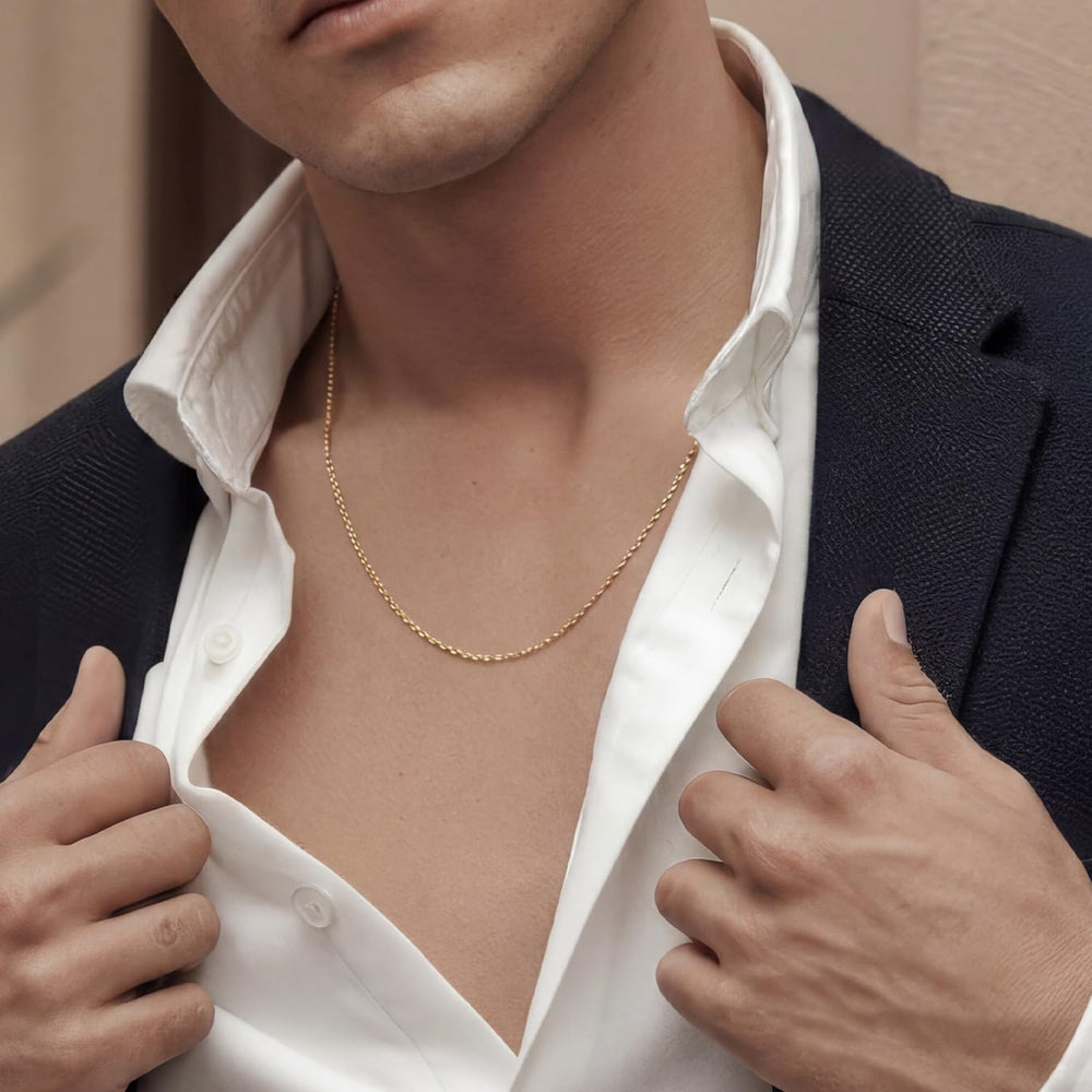 14K Gold Necklaces for Women Men 1.1/1.2/1.3mm Cable Chain Necklace