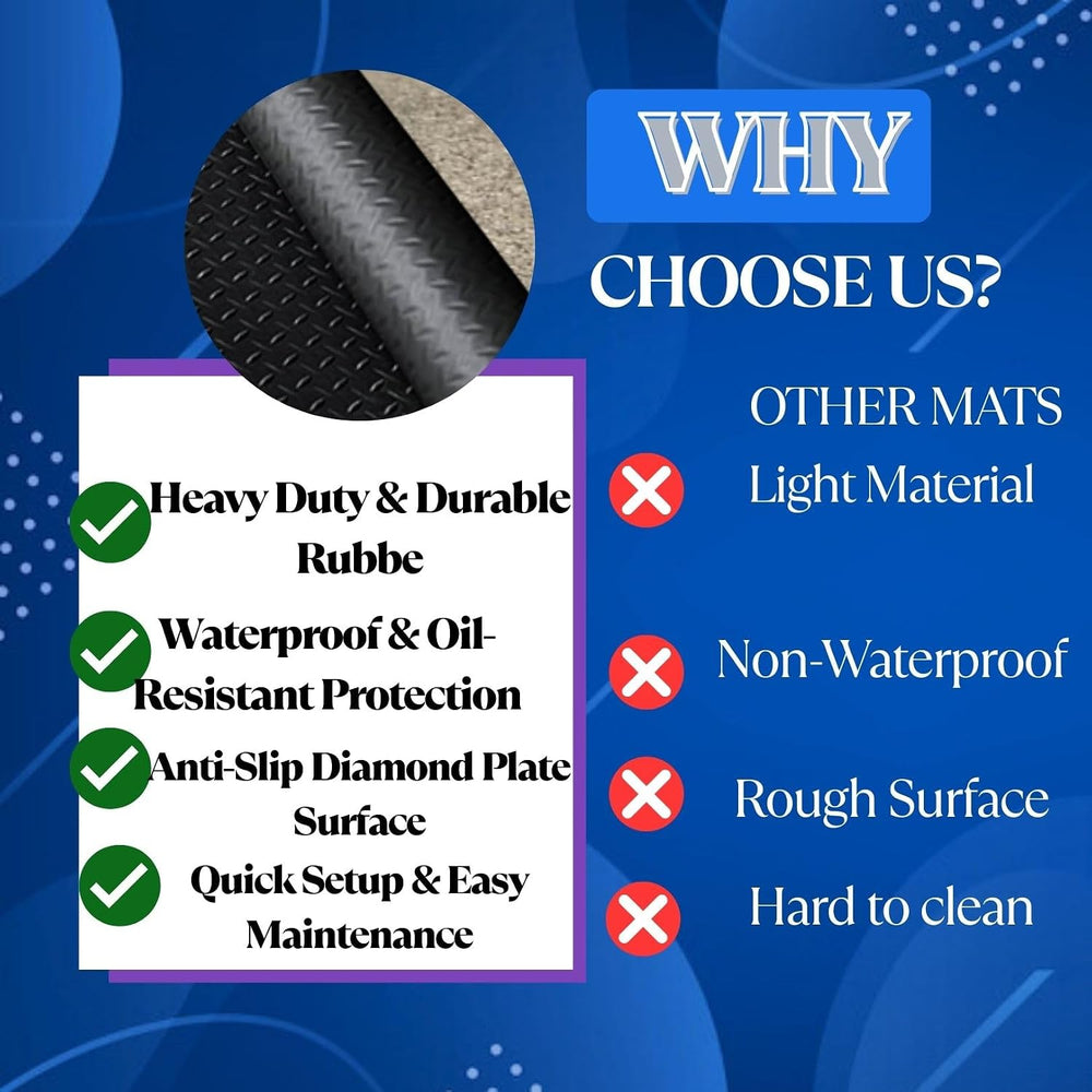 BESEA 4 x 10 FT Garage Floor Mat, Diamond Plate Rubber Flooring Roll
