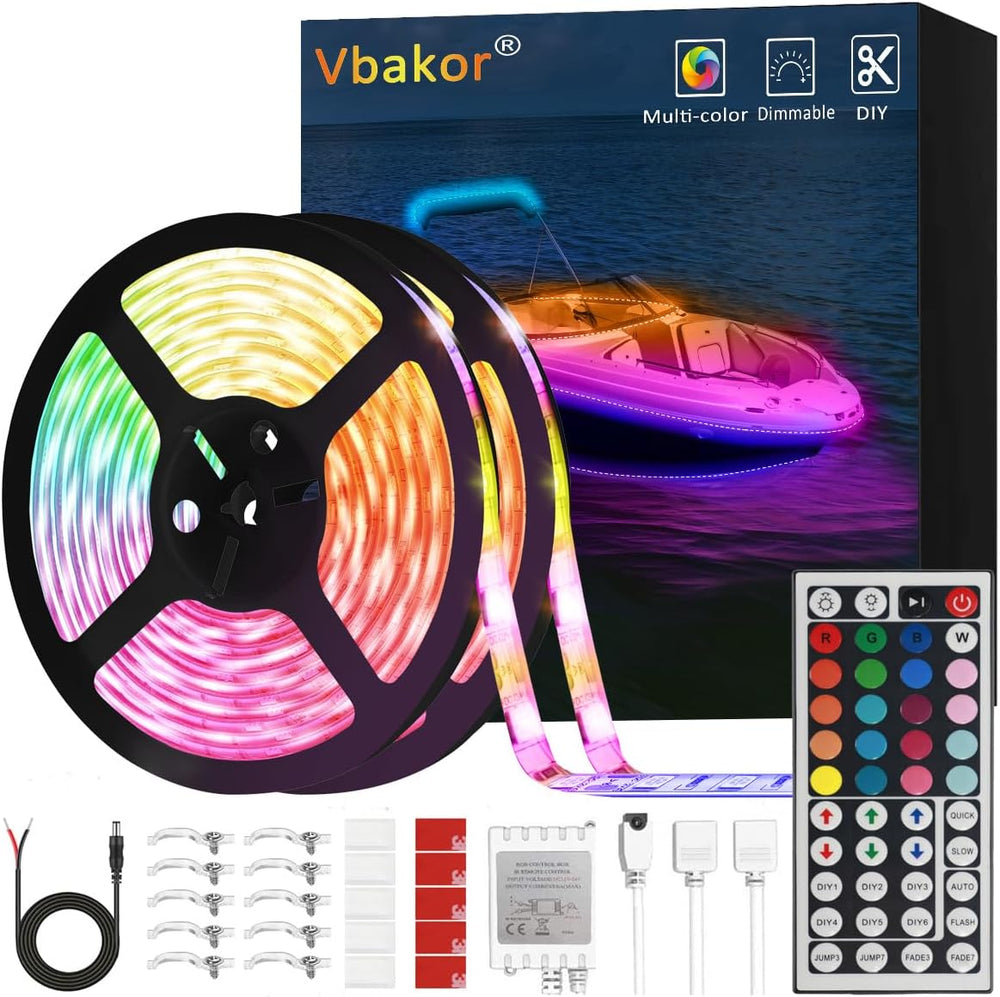 Boat Strip Lights Waterproof 32.8FT, 12v RGB Marine Pontoon Boat Lights