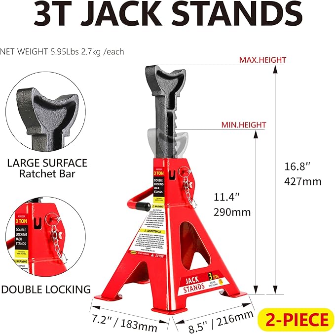 5 Piece Car Truck Floor Jack Service, Hydraulic Trolley Floor Jack & Jack