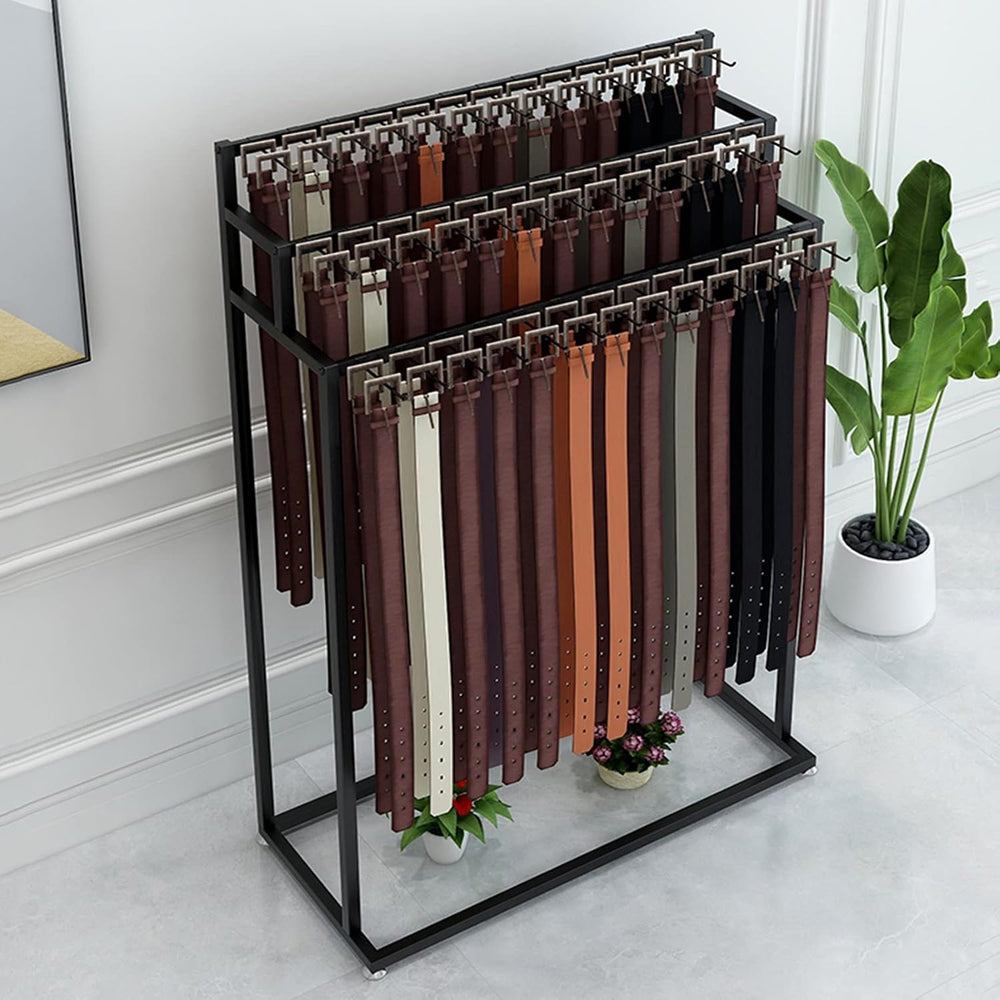 Floor Mounted Metal Belt Hanger Scarf Rack for Retail (100X40X150CM)