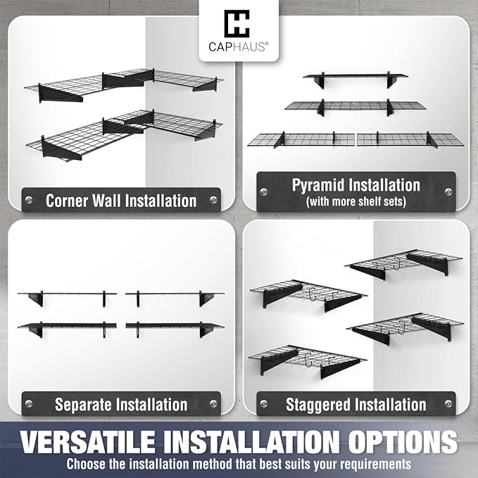 CAPHAUS 2-Pack Garage Shelving Wall Mounted 36x18 Inch, Heavy Duty Metal Wall