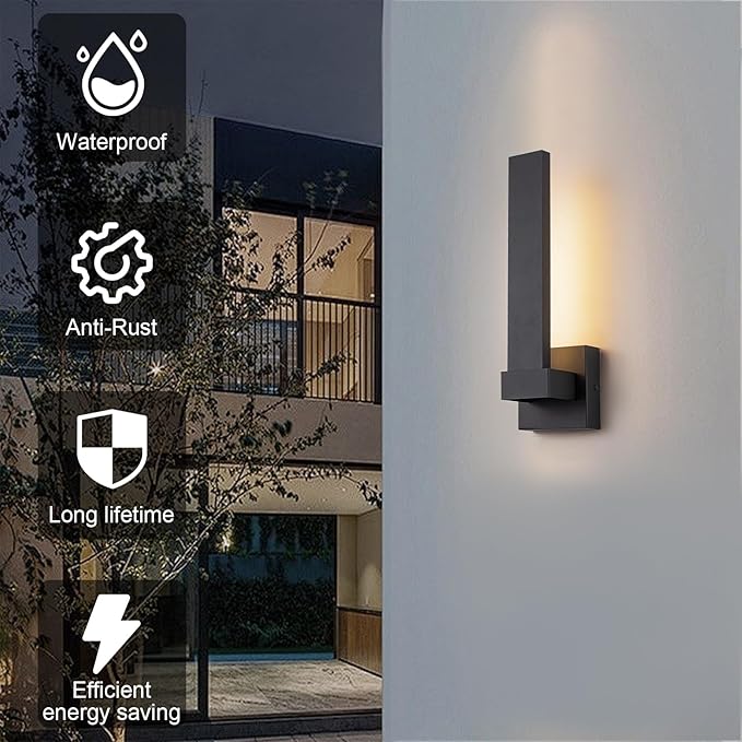 Modern Outdoor Wall Lights 15.5" LED Exterior Lighting Fixtures Patio Wall
