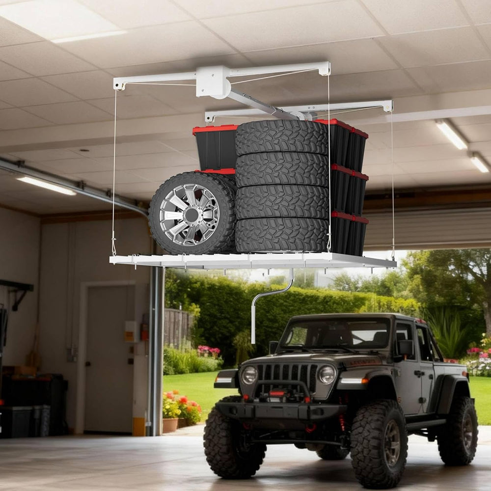 Overhead Garage Lifting Storage Rack, Maximize Your Garage Storage with Our 4...