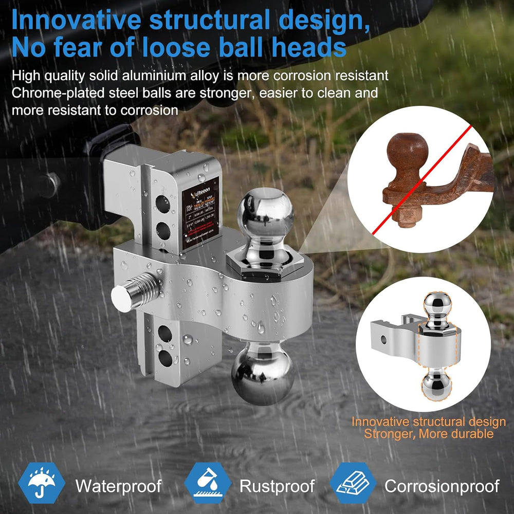 Adjustable Trailer Hitch-Drop Hitch for 2 inch Receiver, 6 Inch Drop/Rise, 2&...