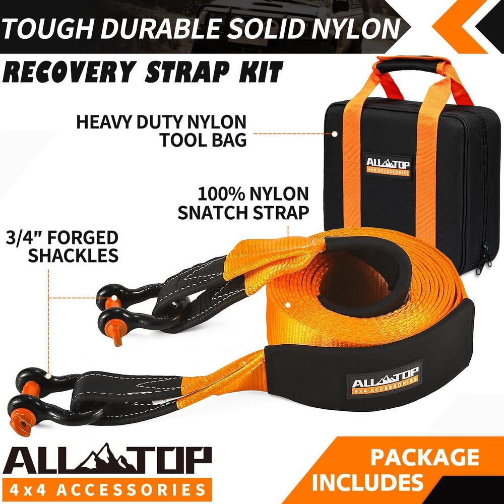 ALL-TOP Heavy Duty Tow Strap Recovery Strap Kit : 3 inch x 30 ft (35,000 lbs)...