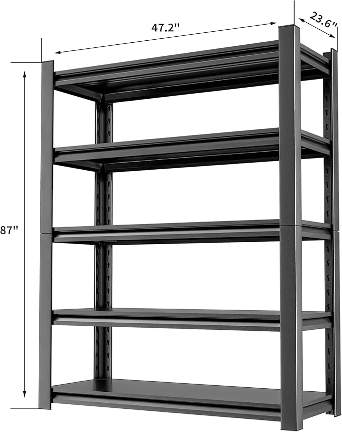 5-Tier Heavy Duty Steel Garage Shelving Unit, Adjustable Metal Utility Shelves