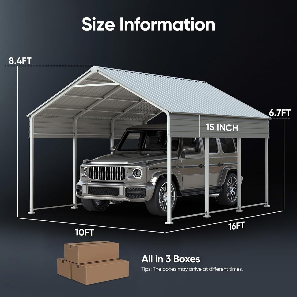 ADVANCE OUTDOOR 10x16 FT Heavy Duty Metal Carport with Vertical Roof, Pre-Dri...