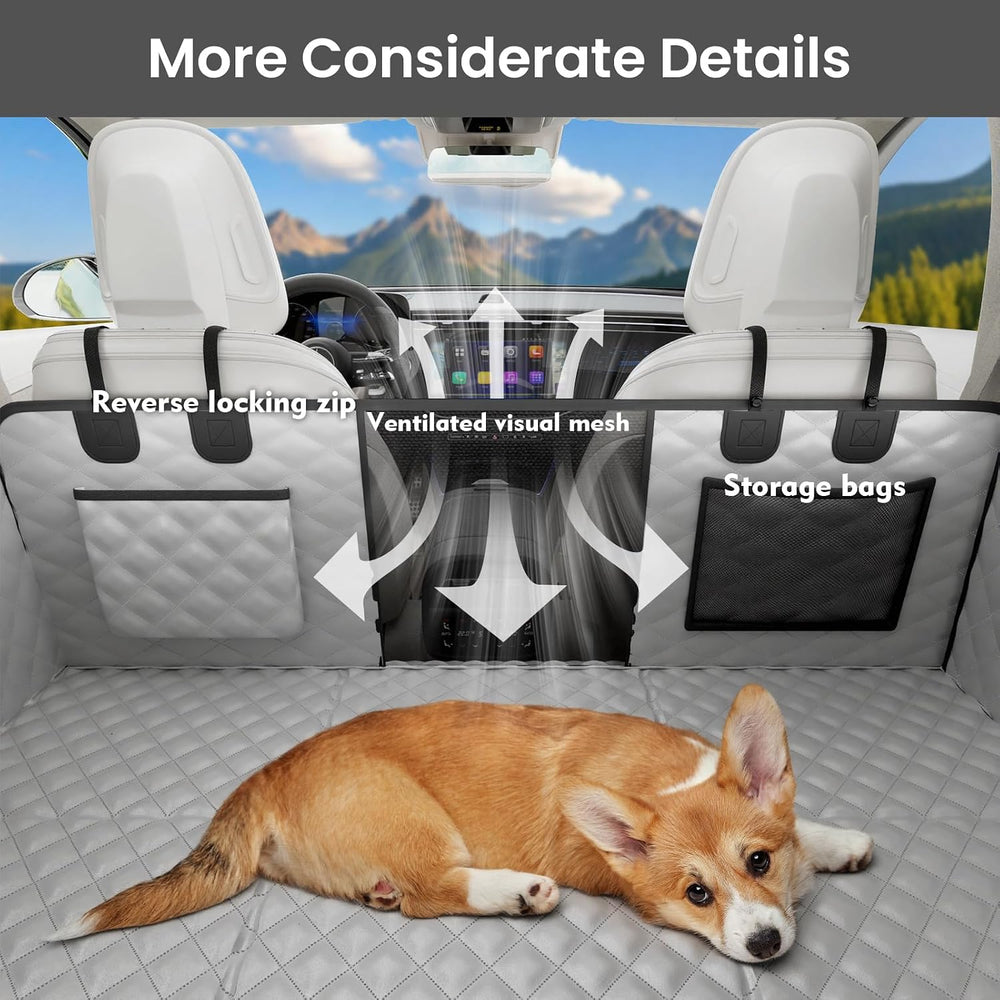 Dog Car Seat Cover for Back Seat, Waterproof Leather Fabric Back Seat Extende...