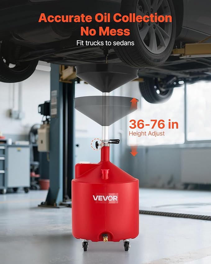 VEVOR 18 Gallon Waste Oil Drain Tank, Industrial Fluid Drain Tank