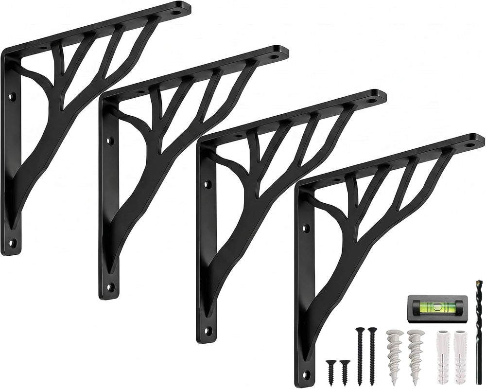 Rustic Tree Black Heavy Duty Shelf Brackets 10 inch by Balin Designs, Decorat...