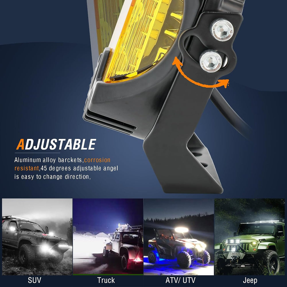 AUTOXBERT 5 Inch Amber Led Driving Light, 50W LED Offroad Side Shooter Pods S...