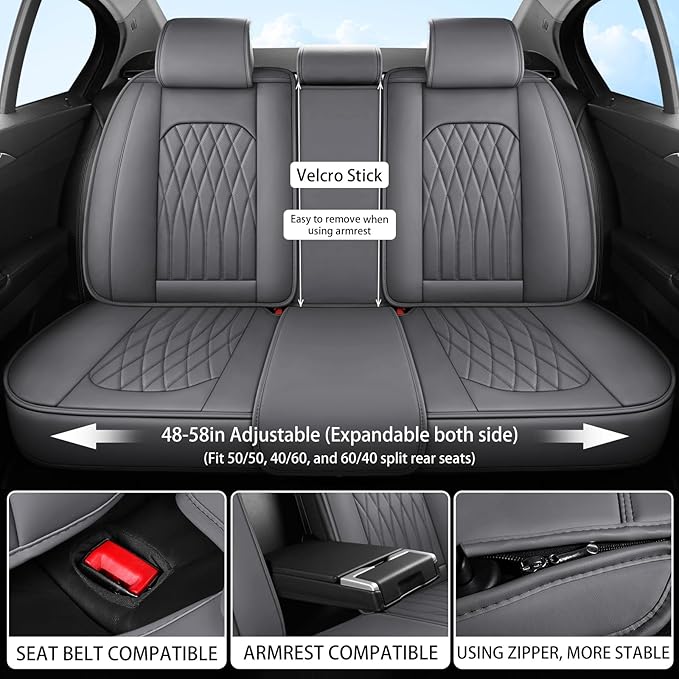 WELLDO Car Seat Covers Full Set, Faux Leather Seat Covers