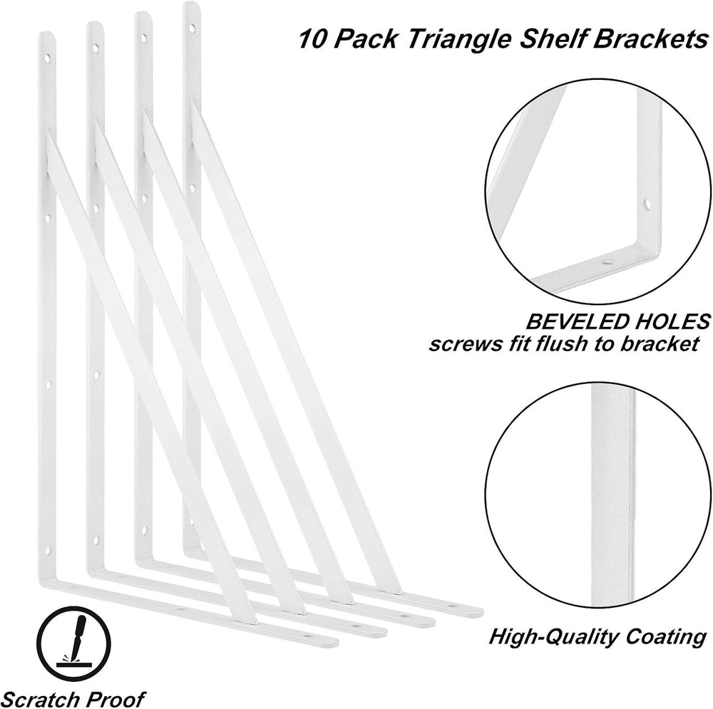 10 Pack 16 Inch Shelf Brackets Heavy Duty Right Angle Bracket Triangle Shelf ...