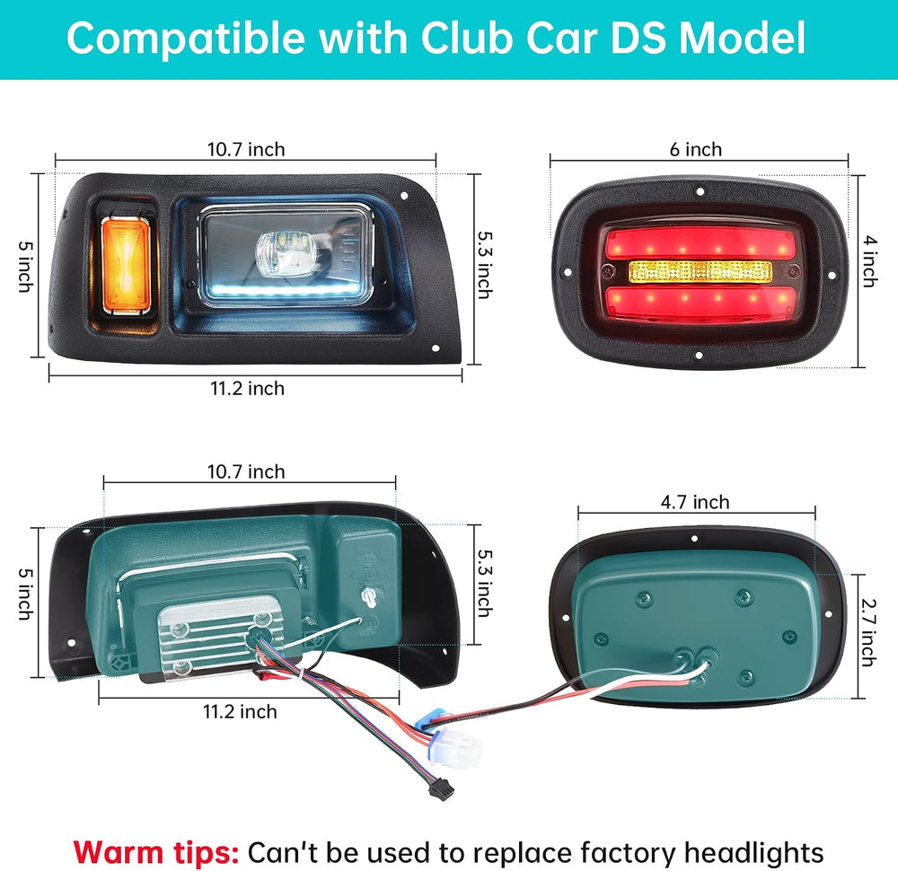 10L0L Deluxe Golf Cart Light Kit for Club Car DS 12V-60V
