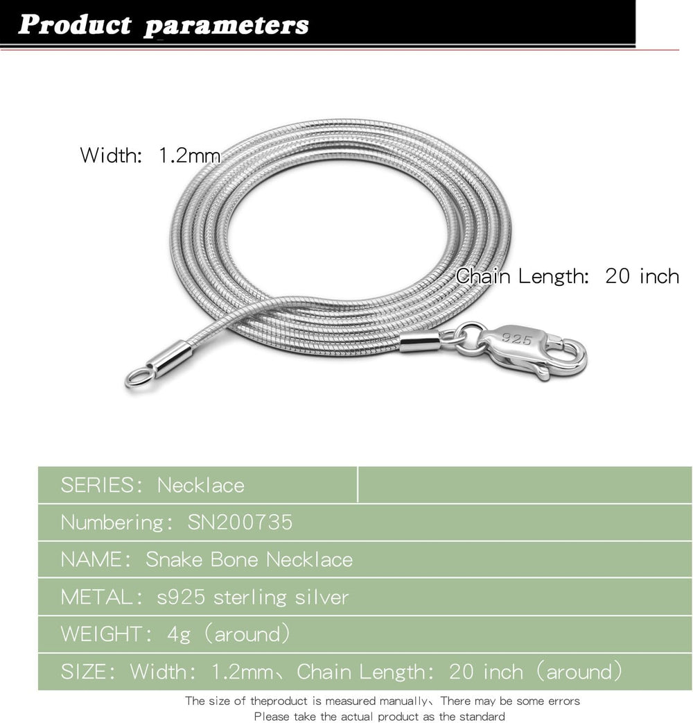 Dankadi Women 925 Sterling Silver Magic Snake Chain Necklace- Men 1.2MM Solid...